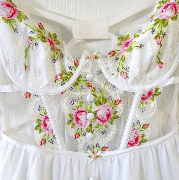 New! For Love And Lemons Trellis Rose Bustier White Mini Dress - Picture 9 of 14